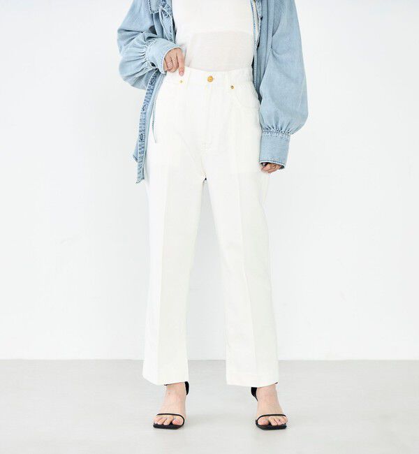 Rie Miller「【RM denim】スリットクロップドセンタープレスデニム」|デニム|