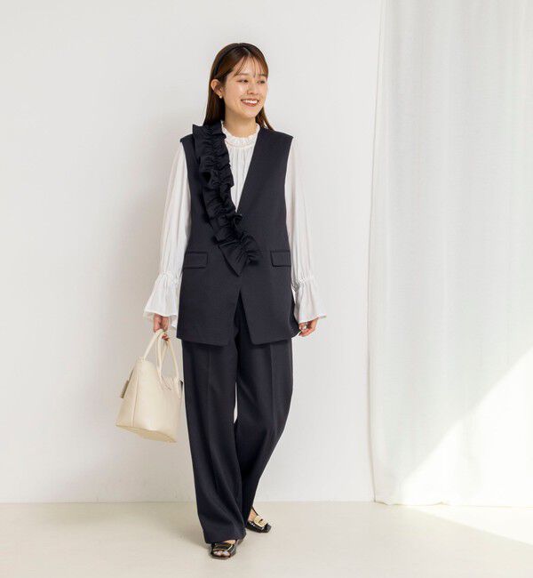 NOLLEY'S「《セットアップ対応》ウォッシャブルジョーゼットフリル付きマルチWAYジレ」|ベスト・ジレ|