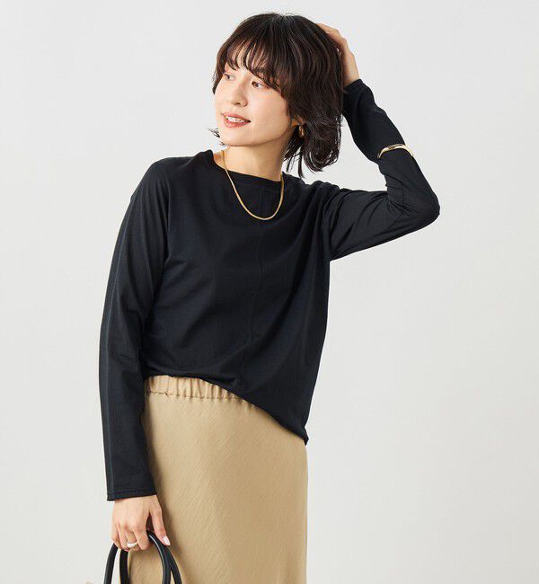 NOLLEY'S「ウォッシャブル綿ナイロンシアーロンＴ」|Tシャツ・カットソー|ブラック