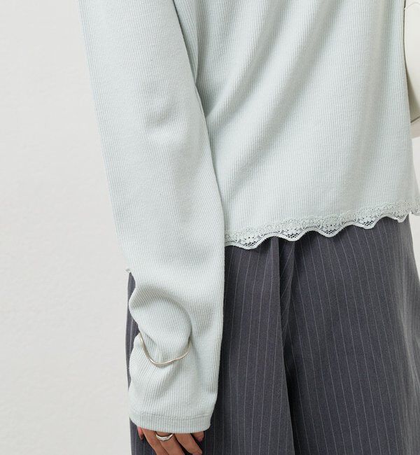  「ギャザーレースリブカーディガン」|Tシャツ・カットソー|