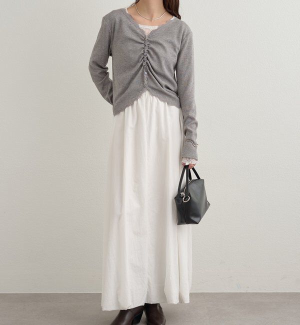  「ギャザーレースリブカーディガン」|Tシャツ・カットソー|