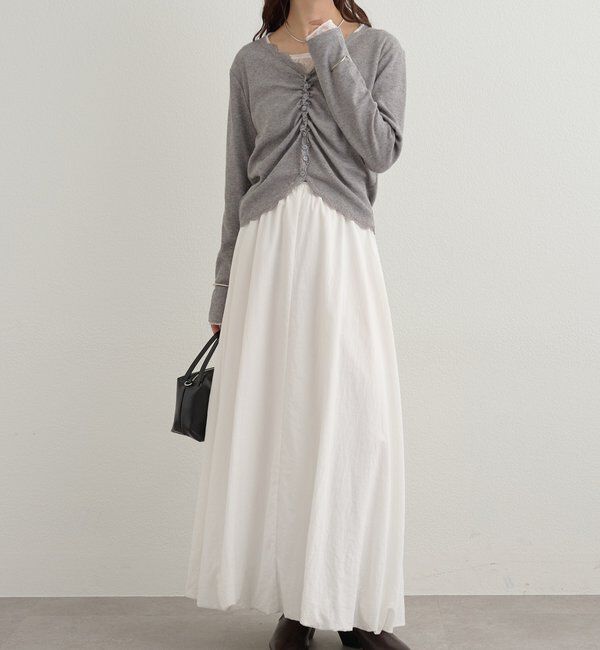  「ギャザーレースリブカーディガン」|Tシャツ・カットソー|