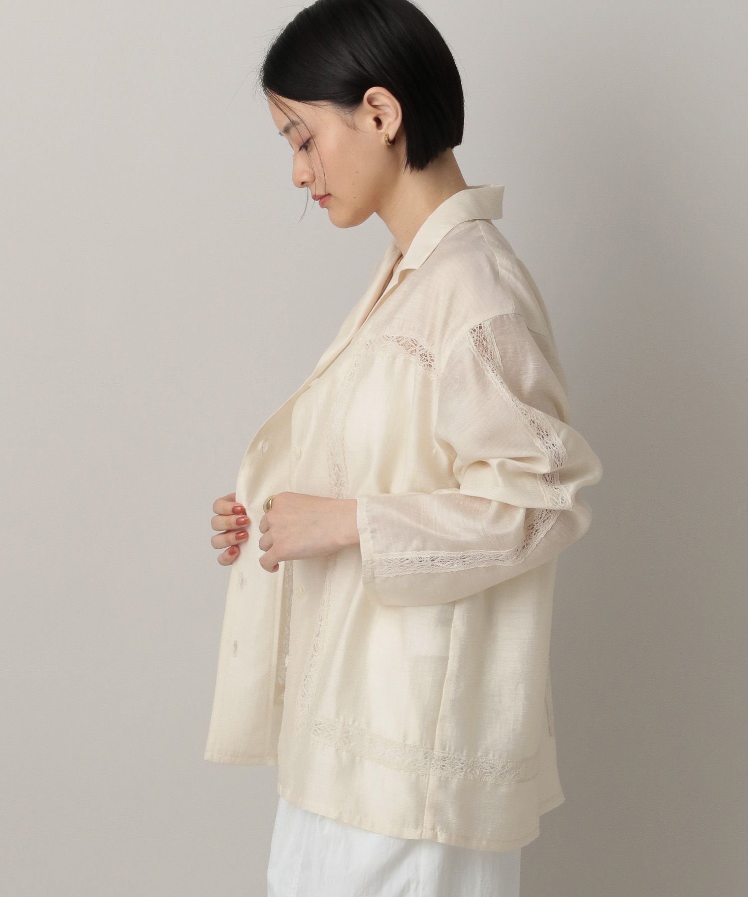 A part by 「レースオープンカラーシャツ」|シャツ・ブラウス|