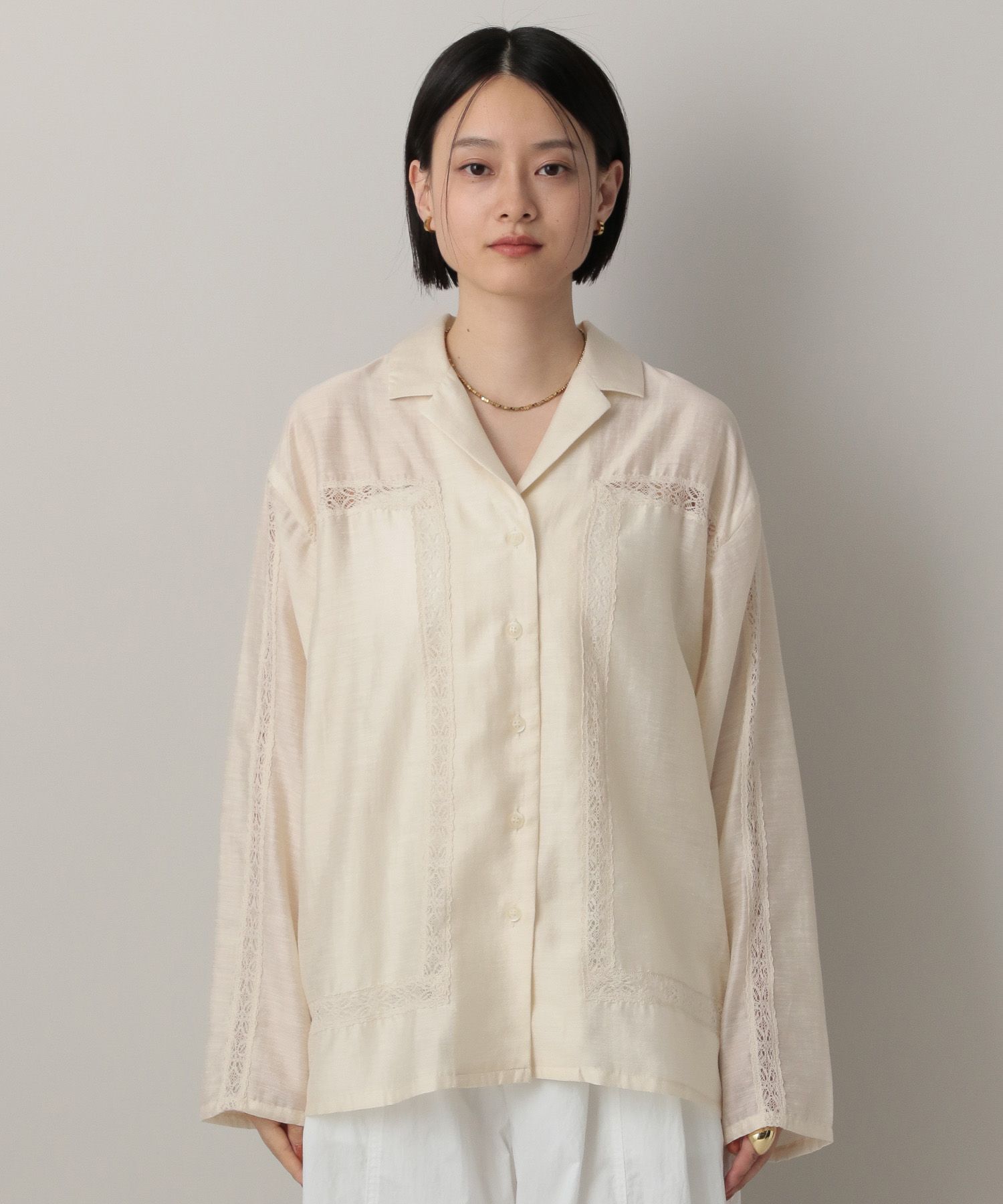 A part by 「レースオープンカラーシャツ」|シャツ・ブラウス|