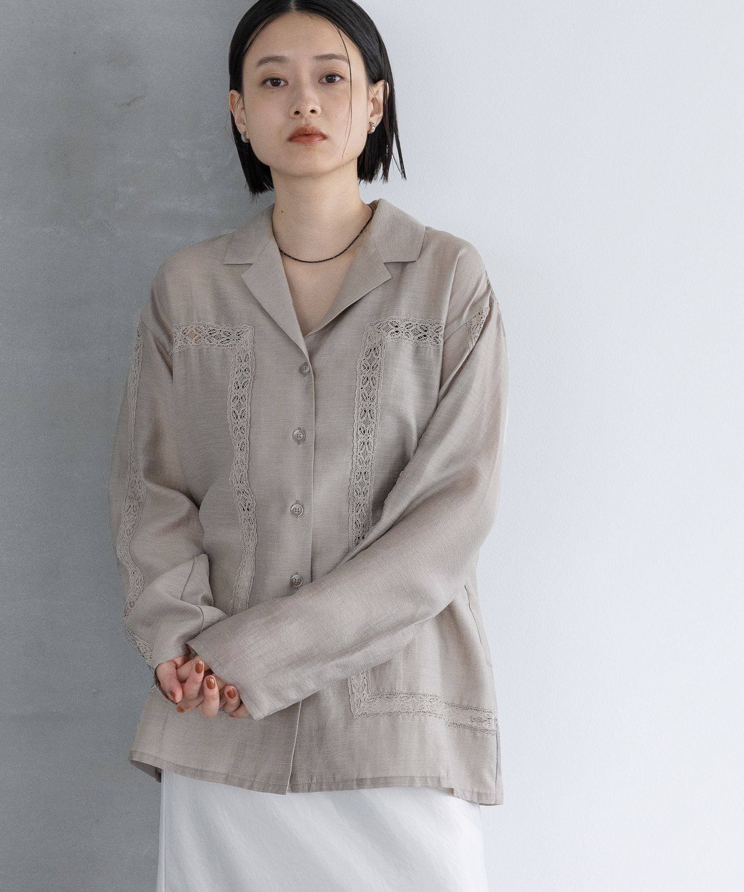 A part by 「レースオープンカラーシャツ」|シャツ・ブラウス|