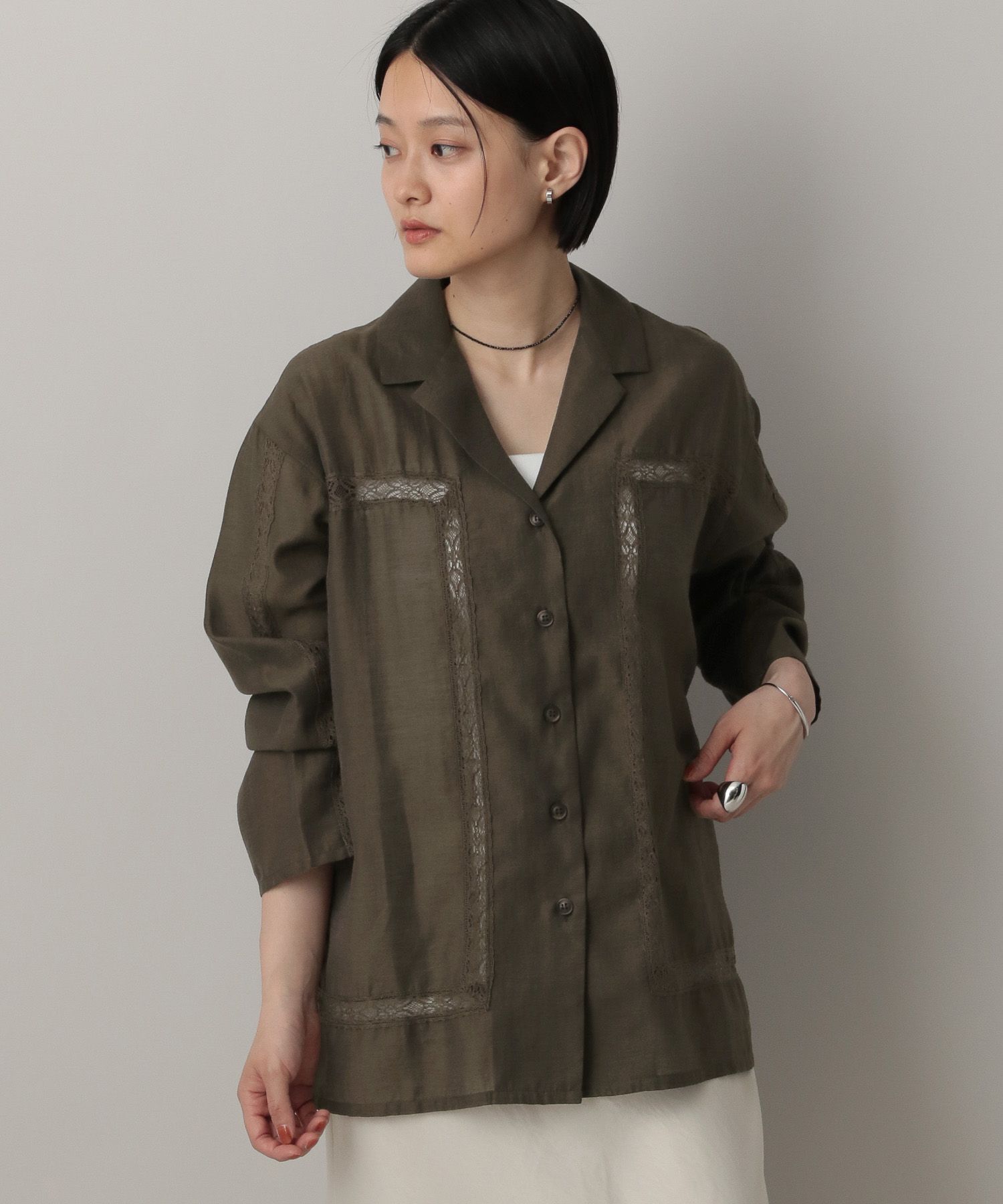 A part by 「レースオープンカラーシャツ」|シャツ・ブラウス|