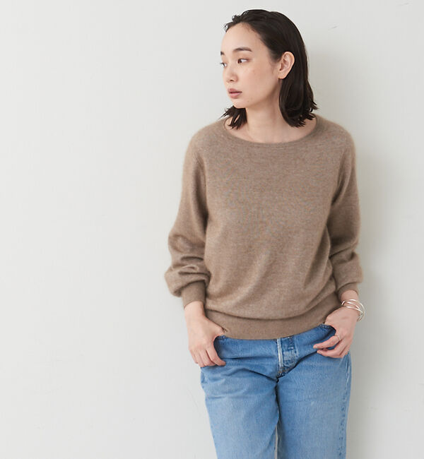 collex「ラクーンシルクニットプルオーバー」|ニット・セーター|ベージュ