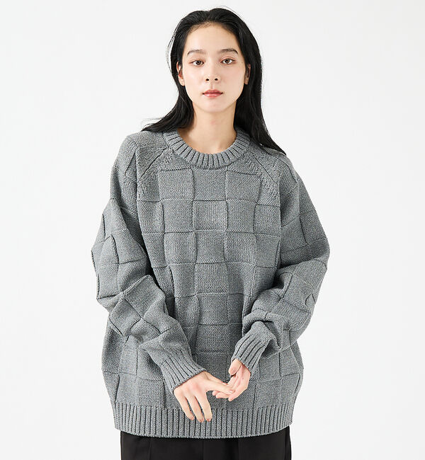 ABAHOUSE「【FORTUNA/フォルトゥナ】ECOTEC-Knit/編み込み風ニットプルオー」|ニット・セーター|