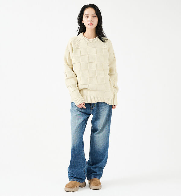 ABAHOUSE「【FORTUNA/フォルトゥナ】ECOTEC-Knit/編み込み風ニットプルオー」|ニット・セーター|