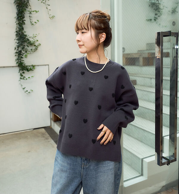 Rouge vif「【新色登場】ハートジャガードニットプルオーバー」|ニット・セーター|