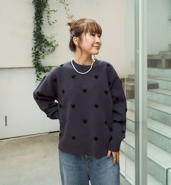 Rouge vif「【新色登場】ハートジャガードニットプルオーバー」|ニット・セーター|
