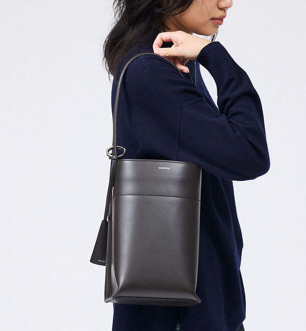 Rouge vif「【ORSETTO/オルセット】SCATOLA スムースレザー ショルダーバッグ」|ショルダー・メッセンジャー|ダークブラウン