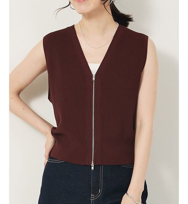 abahouse mavie「【セットアップ対応】ジップニットベスト」|ベスト・ジレ|ブラウン