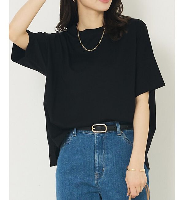 abahouse mavie「【大人の推しT！】シルケット天竺ワイドTシャツ」|Tシャツ・カットソー|ブラック