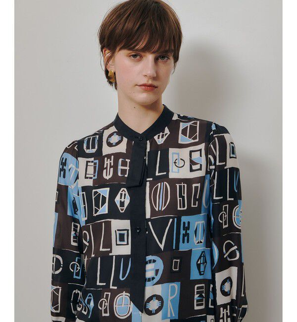 allureville/パッチワークプリントボウブラウス