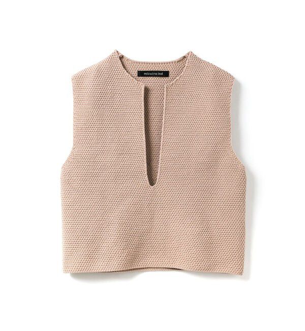 mizuiro ind「mizuiro ind ディープＶネックベスト」|ベスト・ジレ|ピンクベージュ