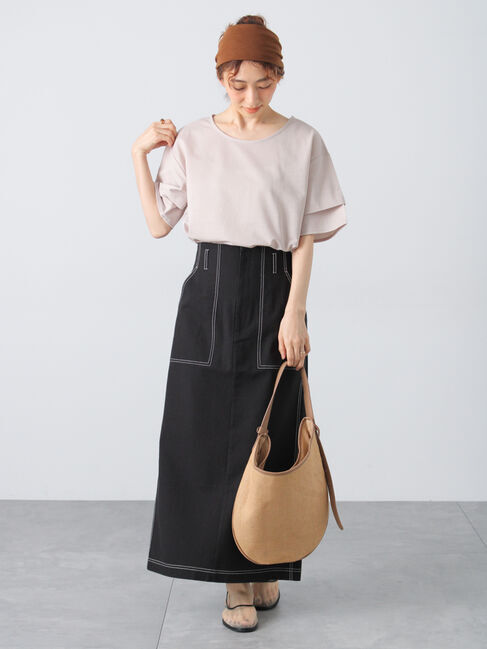 Lugnoncure「プレーティング袖タックTシャツ」|Tシャツ・カットソー|