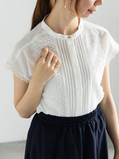 Te chichi「スカラップレースフレンチスリーブブラウス」|シャツ・ブラウス|オフホワイト
