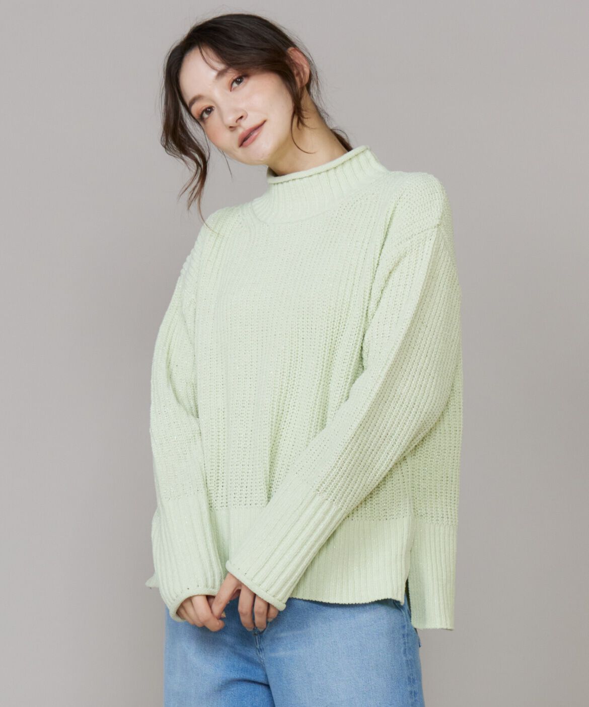 DAY by DAY it&rsquo;s international「ラメモール畦編みハイネックニット」|ニット・セーター|キミドリ1