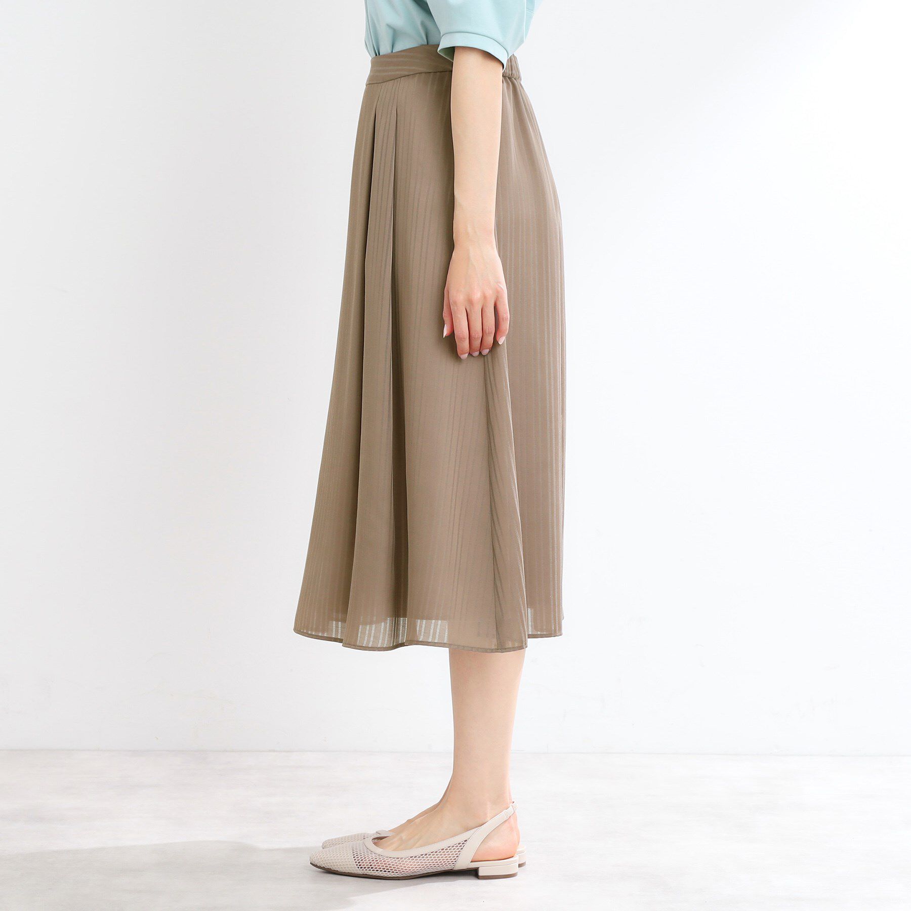 Reflect「【マシンウォッシュ可】Aラインストライプスカート」|スカート|