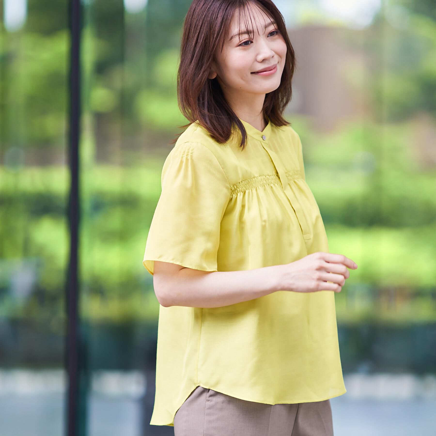 Reflect「【選べる5色◎／マシンウォッシュ可】シャーリングデザインブラウス」|シャツ・ブラウス|