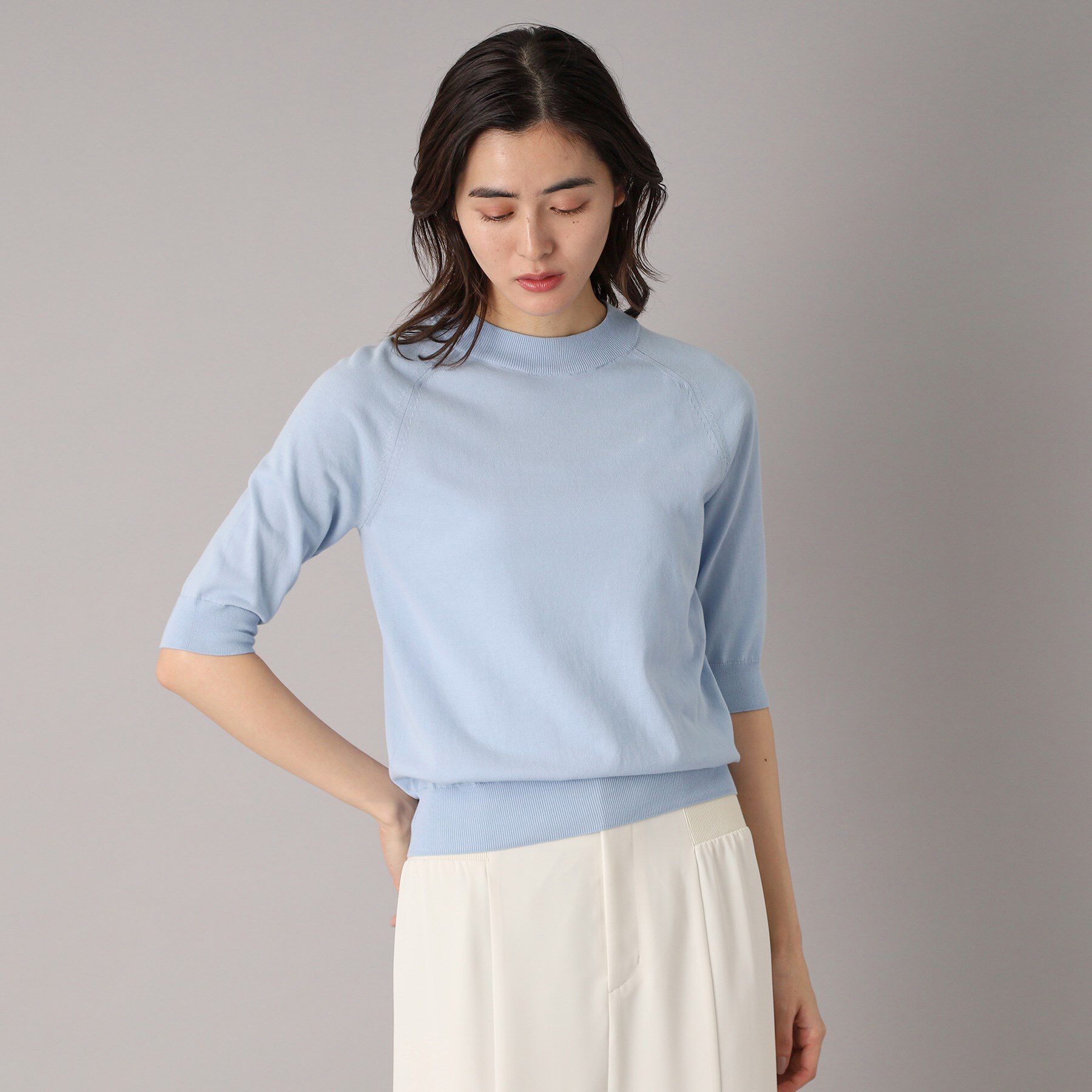 DRESSTERIOR「【定番/洗える】コットンシルク混ハーフスリーブ」|ニット・セーター|