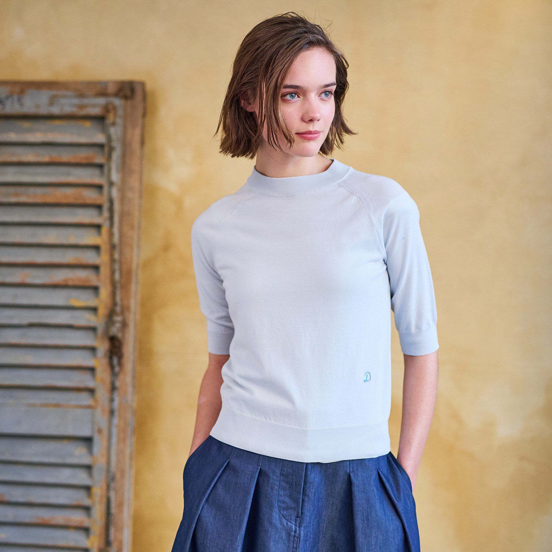 DRESSTERIOR「【定番/洗える】コットンシルク混ハーフスリーブ」|ニット・セーター|