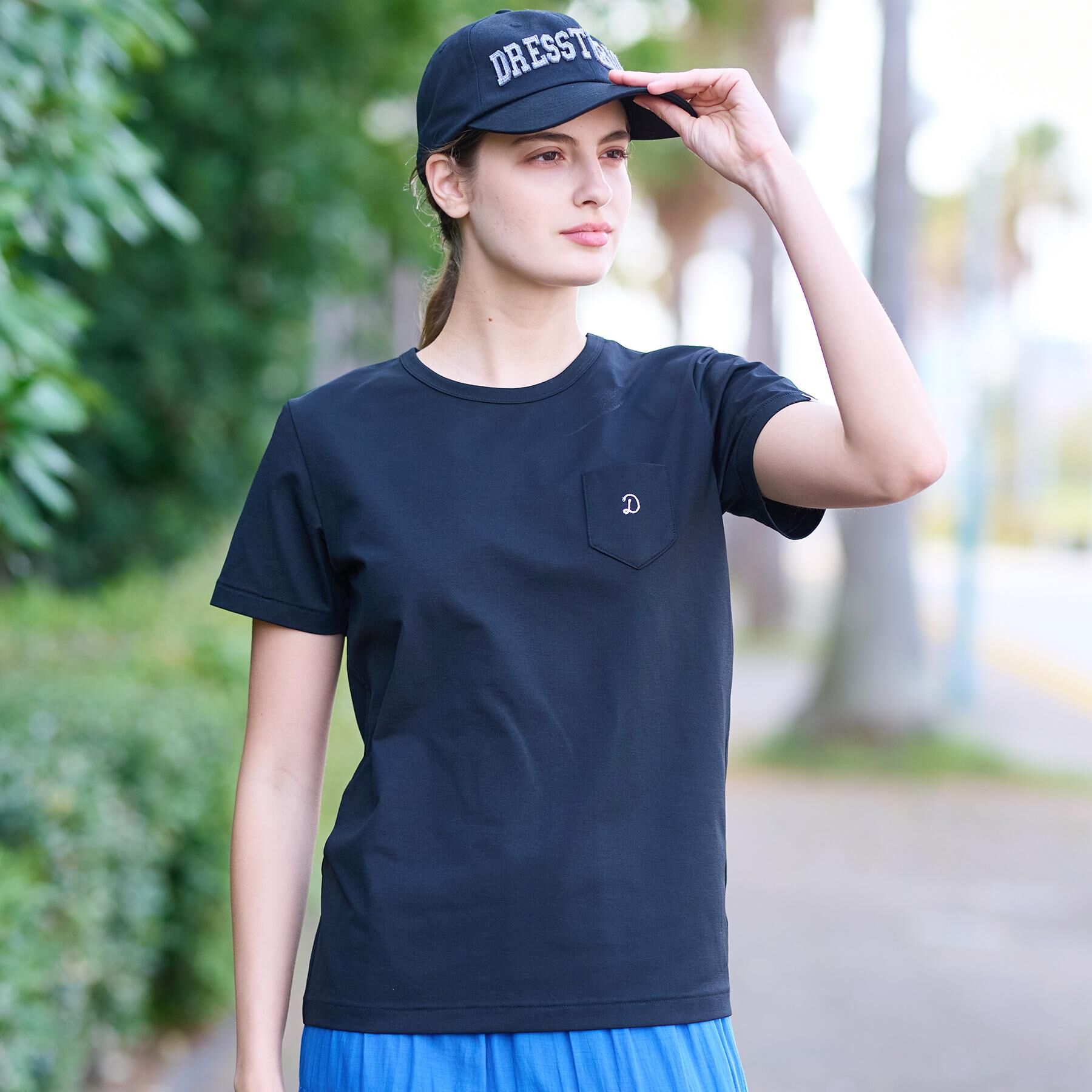 DRESSTERIOR「【洗える/バックプリント】再生ポリエステルホエイルプリントTシャツ」|Tシャツ・カットソー|ブラック(019)