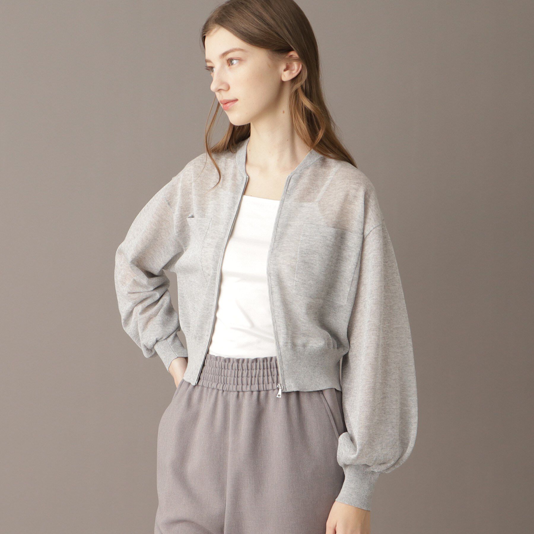 DRESSTERIOR「【洗える/清涼感】シアージップアップニットブルゾン」|ブルゾン・スタジャン|