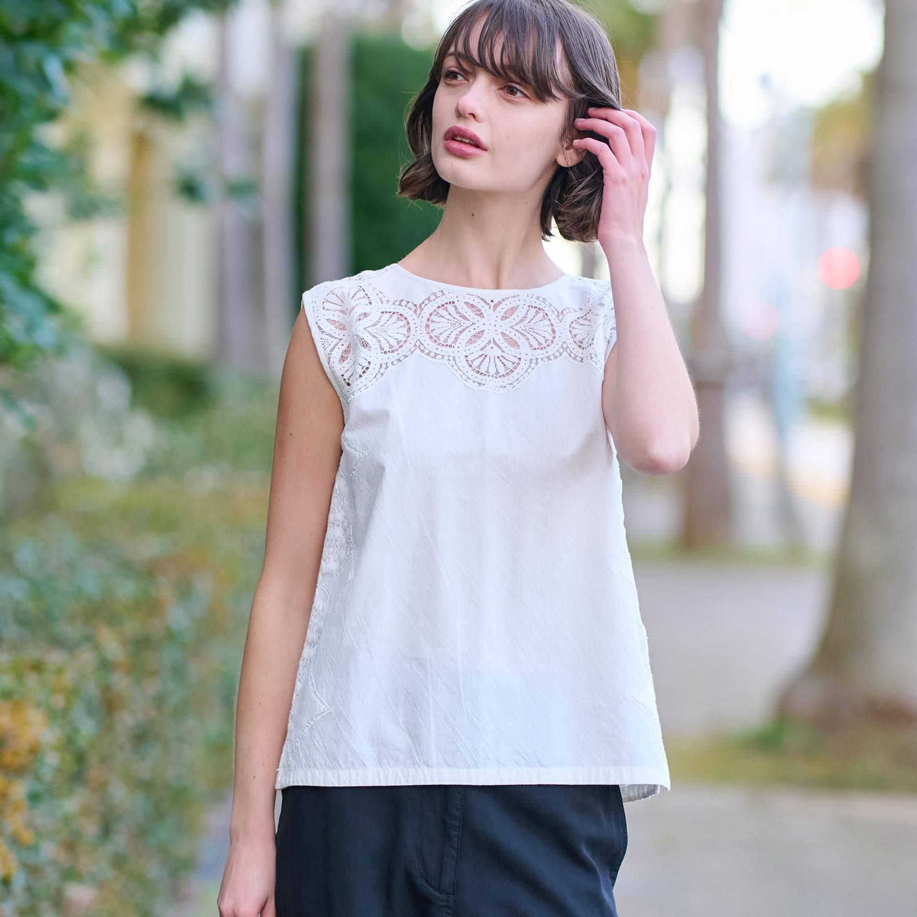 DRESSTERIOR「【コットン100％/洗える】パネルレースブラウス」|シャツ・ブラウス|