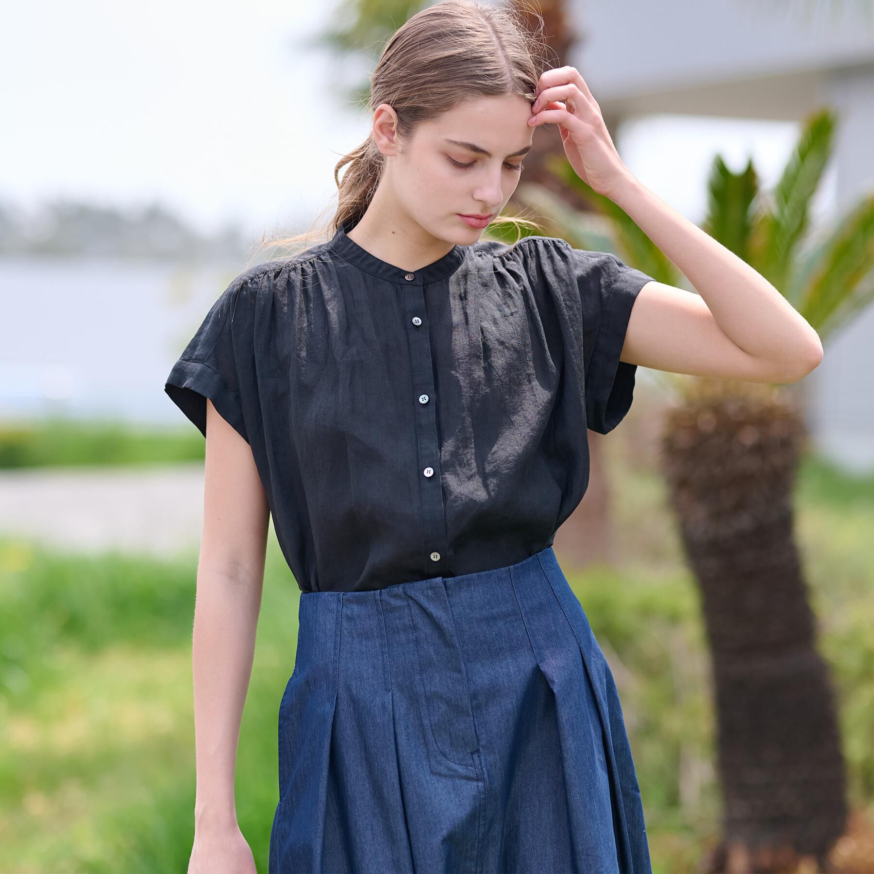 DRESSTERIOR「ガーメントダイラミーフレンチシャツ」|シャツ・ブラウス|