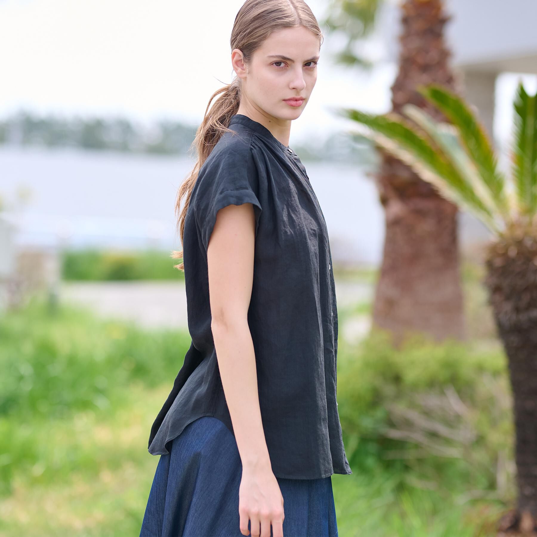 DRESSTERIOR「ガーメントダイラミーフレンチシャツ」|シャツ・ブラウス|