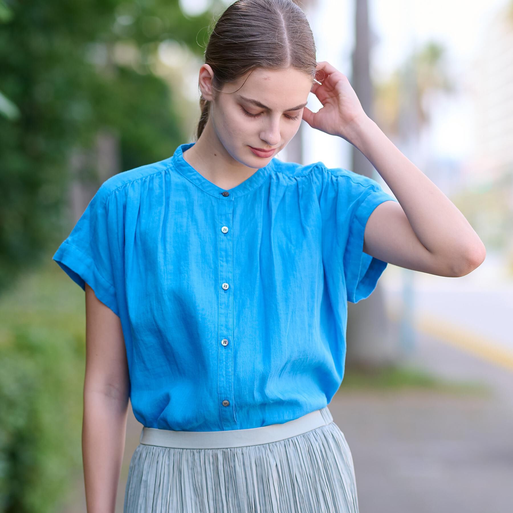 DRESSTERIOR「ガーメントダイラミーフレンチシャツ」|シャツ・ブラウス|