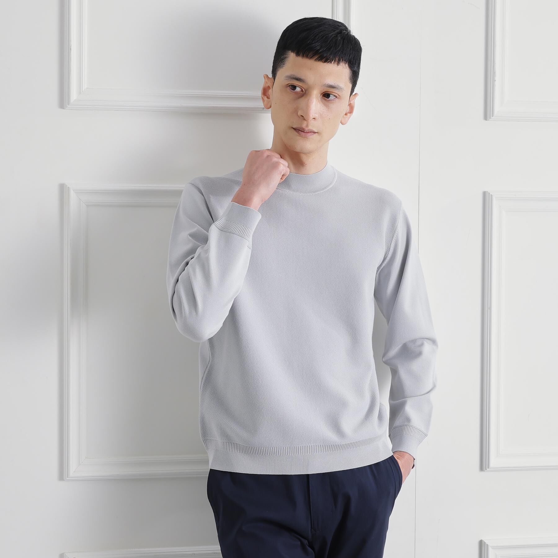 TAKEO KIKUCHI「モックネック 鹿の子 ニット プルオーバー」|ニット・セーター|