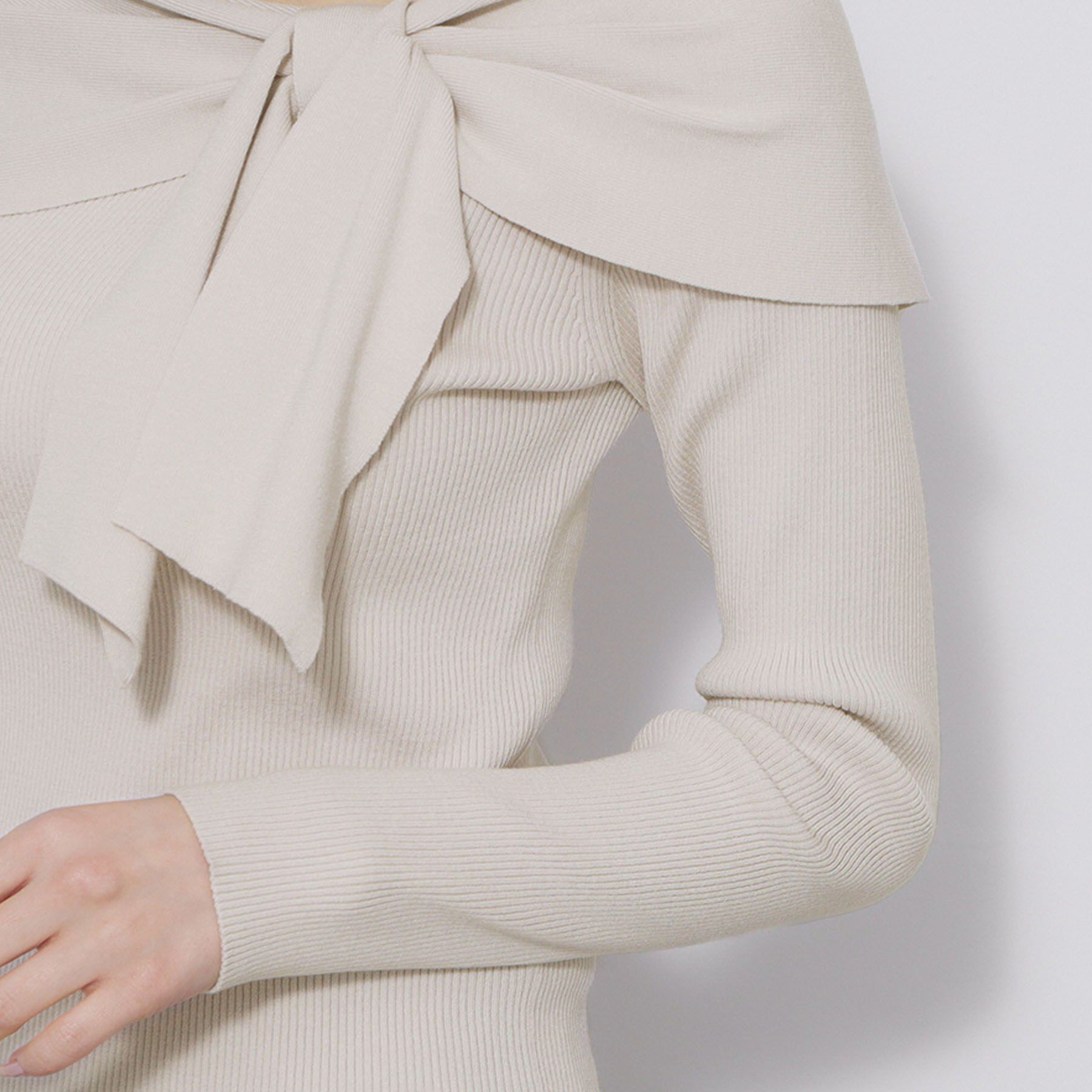 index「オフショルリボンリブニット【洗濯機OK】」|ニット・セーター|