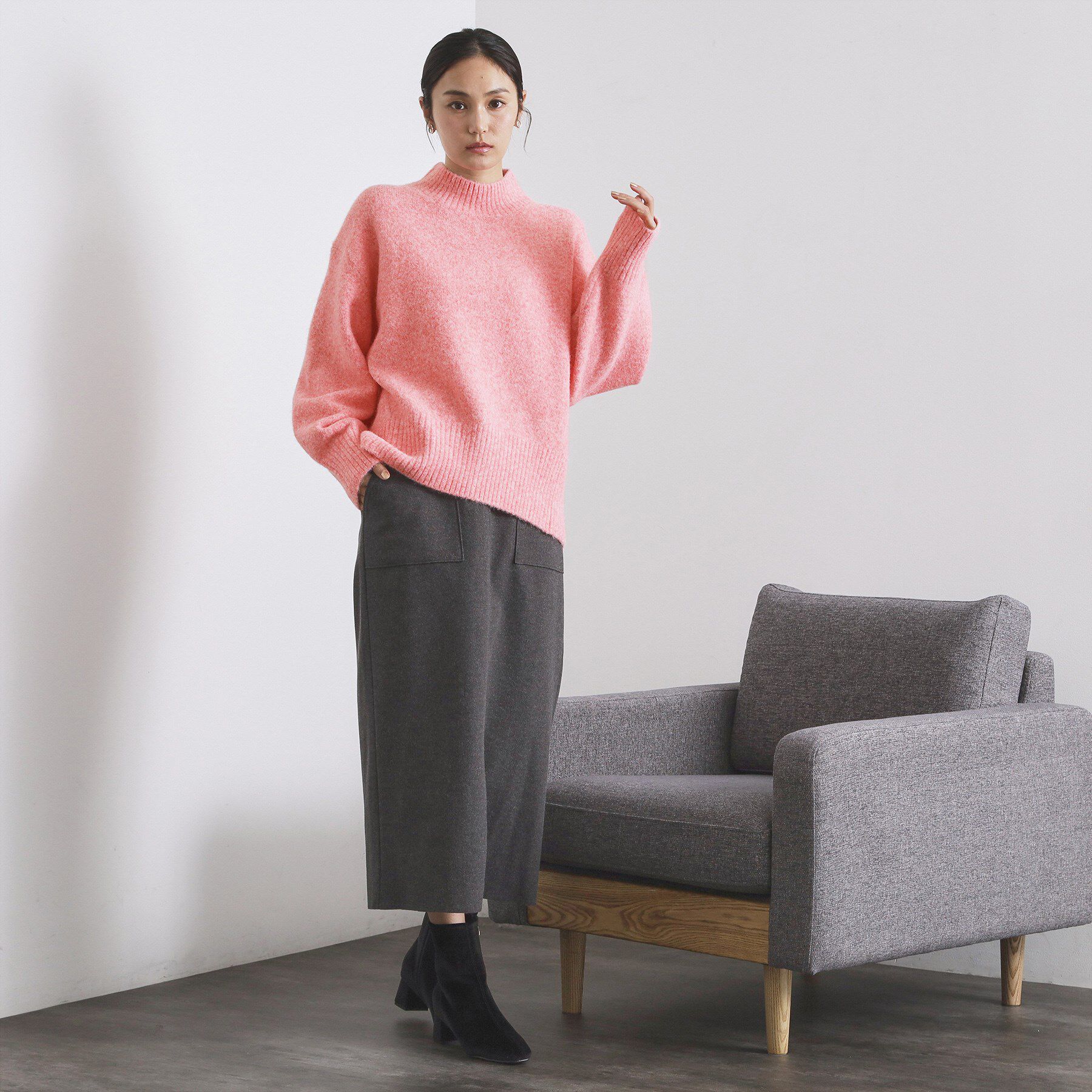 OPAQUE.CLIP「ふわふわハイネックニット【洗濯機OK】」|ニット・セーター|