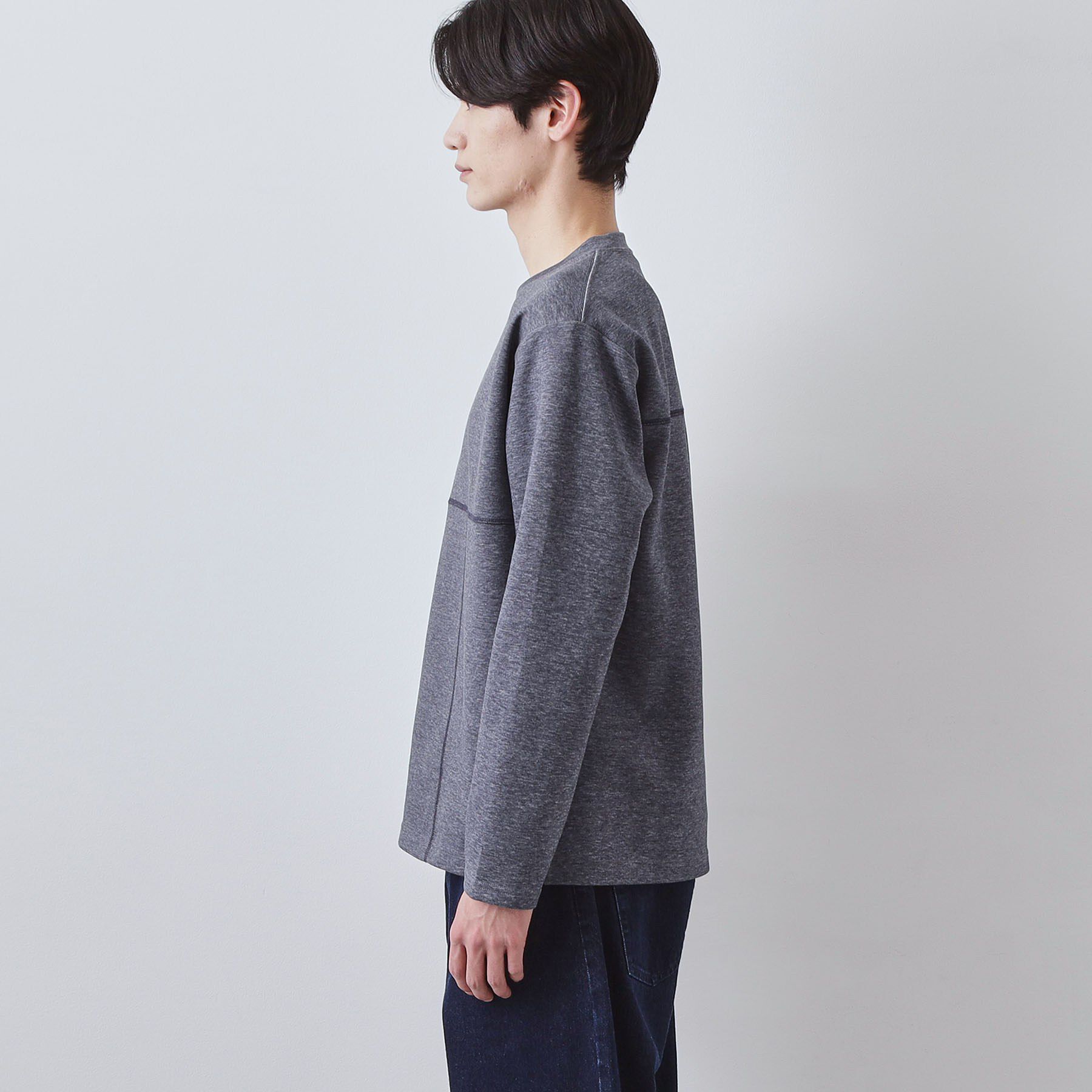 THE SHOP TK「ダンボール ステッチ切替デザイン 長袖Tシャツ 洗濯機OK」|Tシャツ・カットソー|