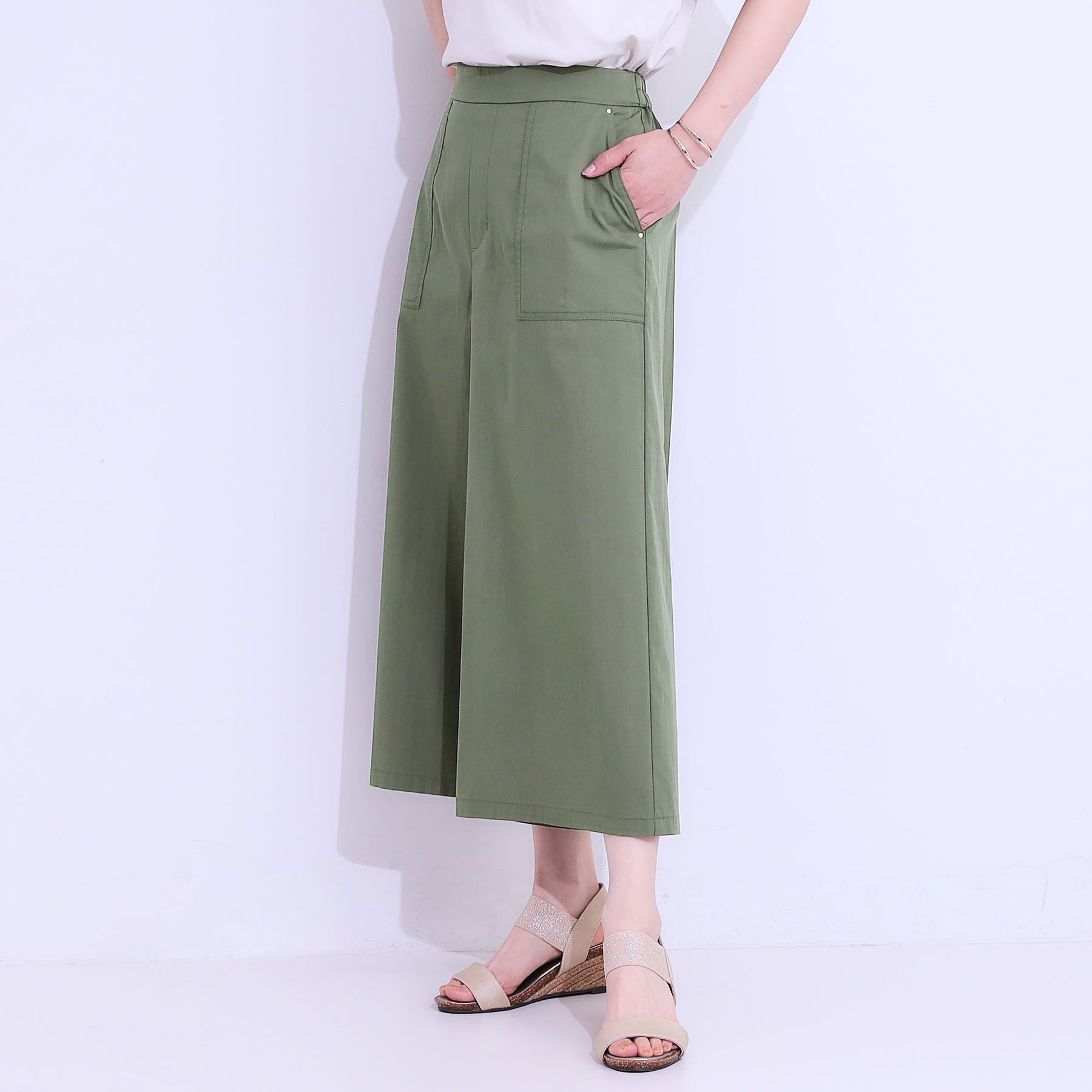 SHOO･LA･RUE「【ひんやり/UV】きれいめにもカジュアルにも ベイカーガウチョパンツ」|その他|