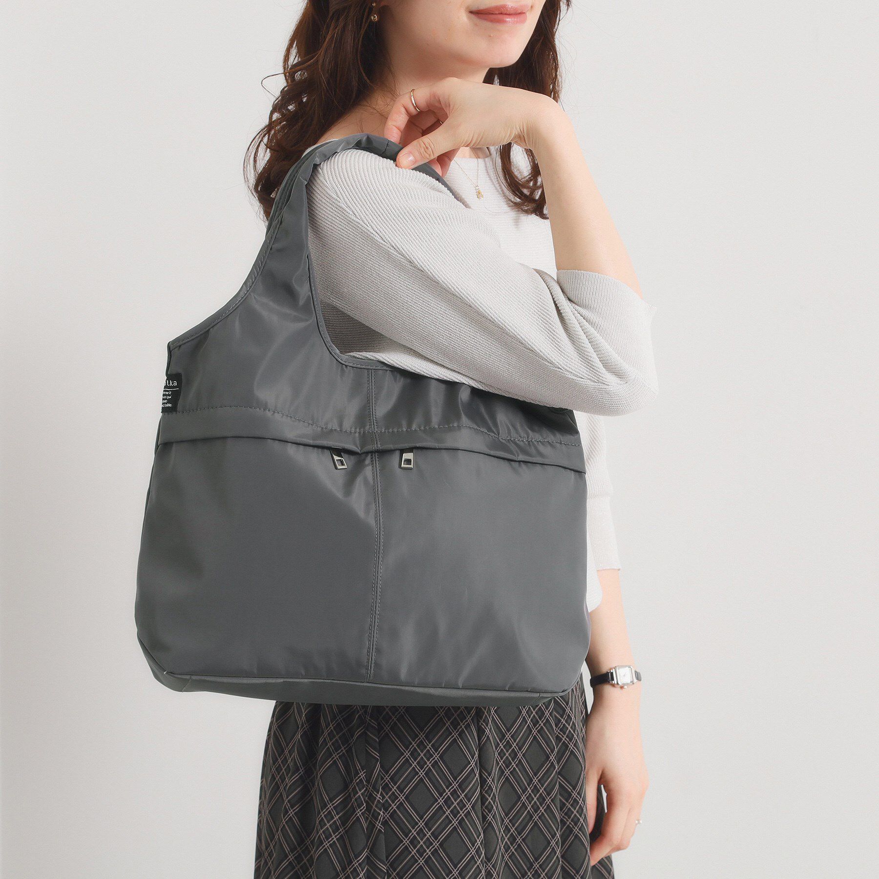 ITS&rsquo;DEMO「【10ポケット】高密度2WAYバルーントート」|トートバッグ|チャコールグレー(0