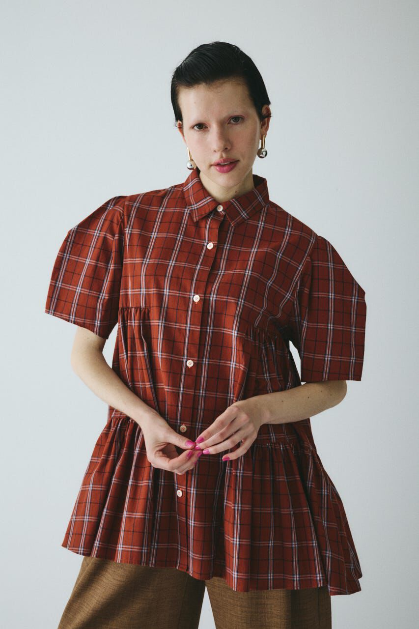 HeRIN.CYE「Side gather Aline blouse」|シャツ・ブラウス|柄BRN5