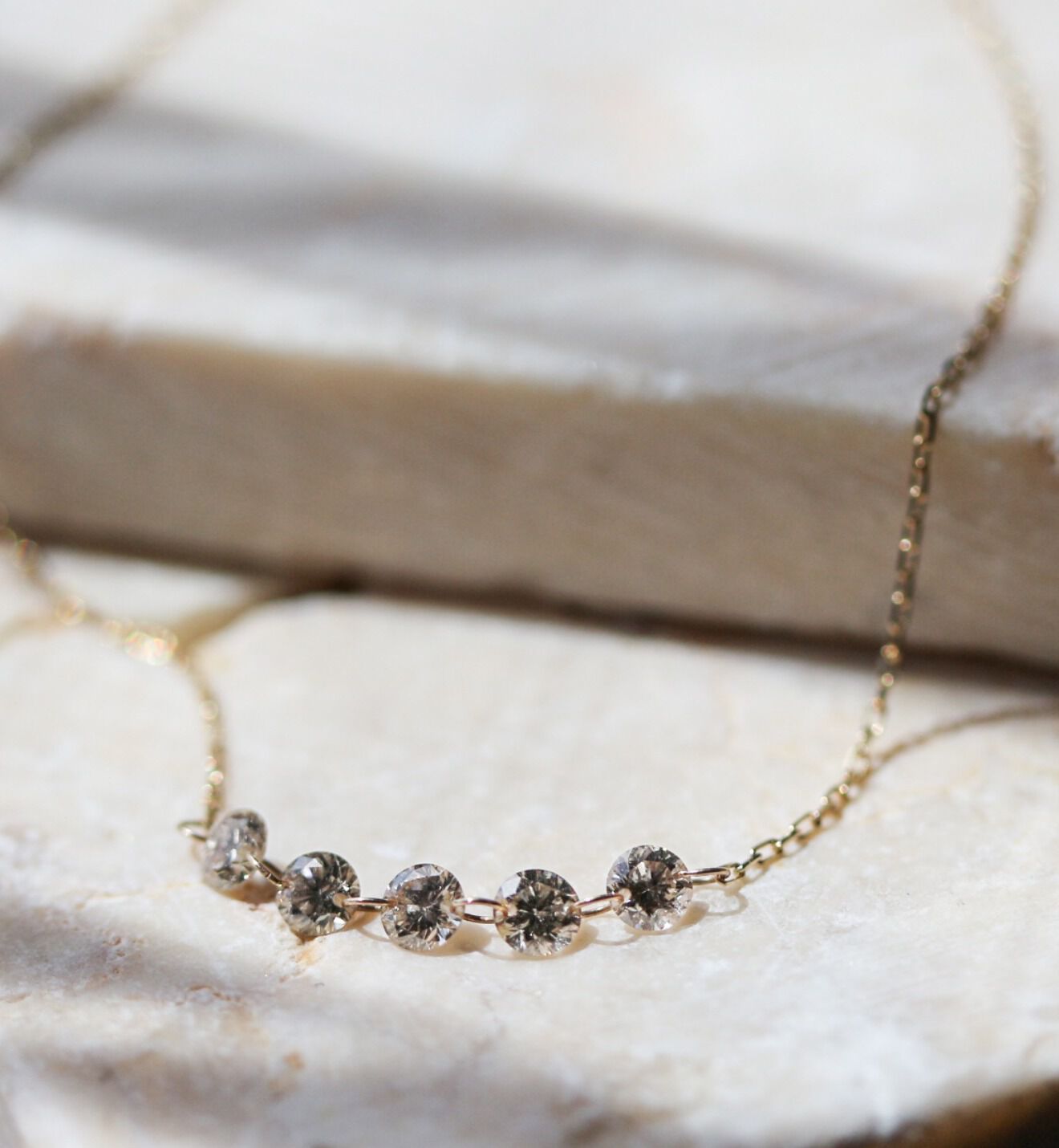  「K10YG ヌーディシャンパンダイヤモンド5石 ネックレス」|ネックレス|