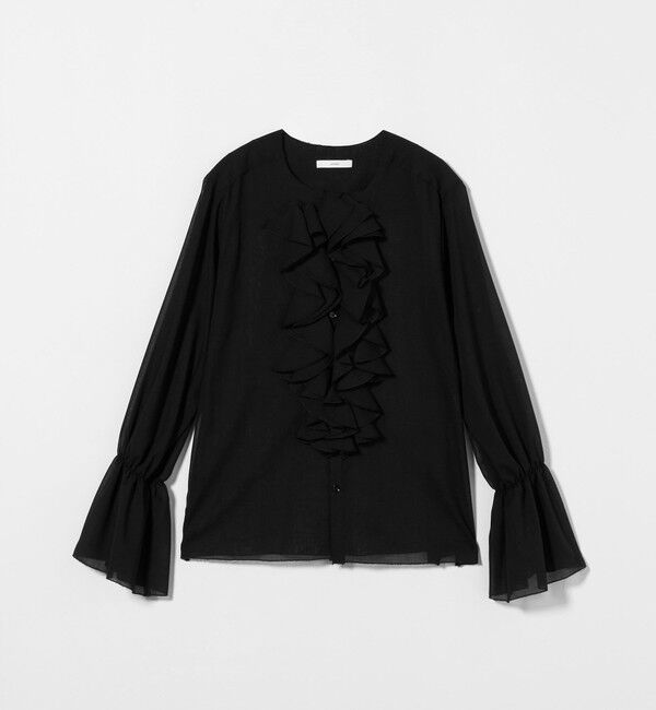 ASTRAET「＜ASTRAET＞フリル パフスリーブ ノーカラーブラウス」|シャツ・ブラウス|