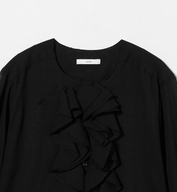 ASTRAET「＜ASTRAET＞フリル パフスリーブ ノーカラーブラウス」|シャツ・ブラウス|