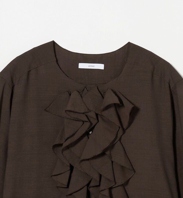 ASTRAET「＜ASTRAET＞フリル パフスリーブ ノーカラーブラウス」|シャツ・ブラウス|