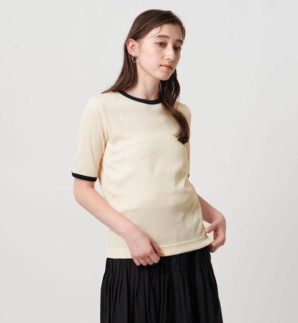 UNITED ARROWS「リブバイカラーパイピング ショートスリーブカットソー」|Tシャツ・カットソー|OFF WHITE