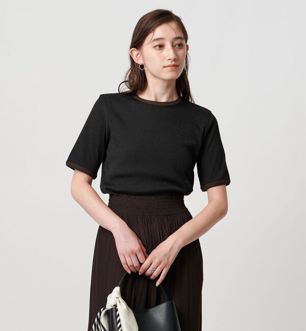 UNITED ARROWS「リブバイカラーパイピング ショートスリーブカットソー」|Tシャツ・カットソー|