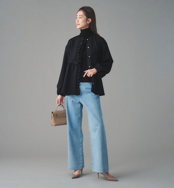 UNITED ARROWS「SPONGY フリル ペプラム ジャケット」|ノーカラージャケット|