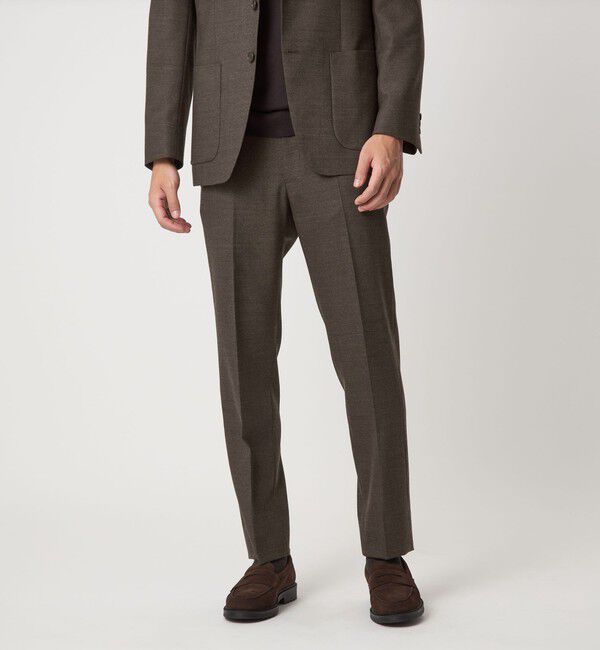 UNITED ARROWS green label relaxing「A+ TWPU ホームスパン スタンダード イージー スラックス -ウォッシャブル・ストレッチ-」|スラックス|MD.BROWN