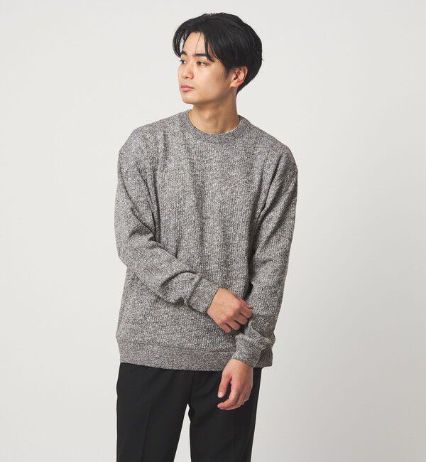 UNITED ARROWS green label relaxing「メランジ ダブルフェイス クルーネック カットソー」|Tシャツ・カットソー|BLACK