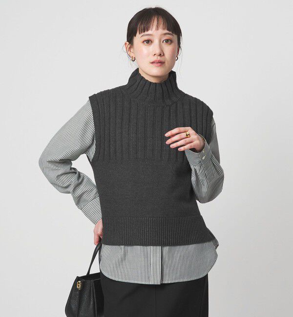 UNITED ARROWS green label relaxing「ニット タートル ベスト &times; シャツ セット」|シャツ・ブラウス|DK.GRAY